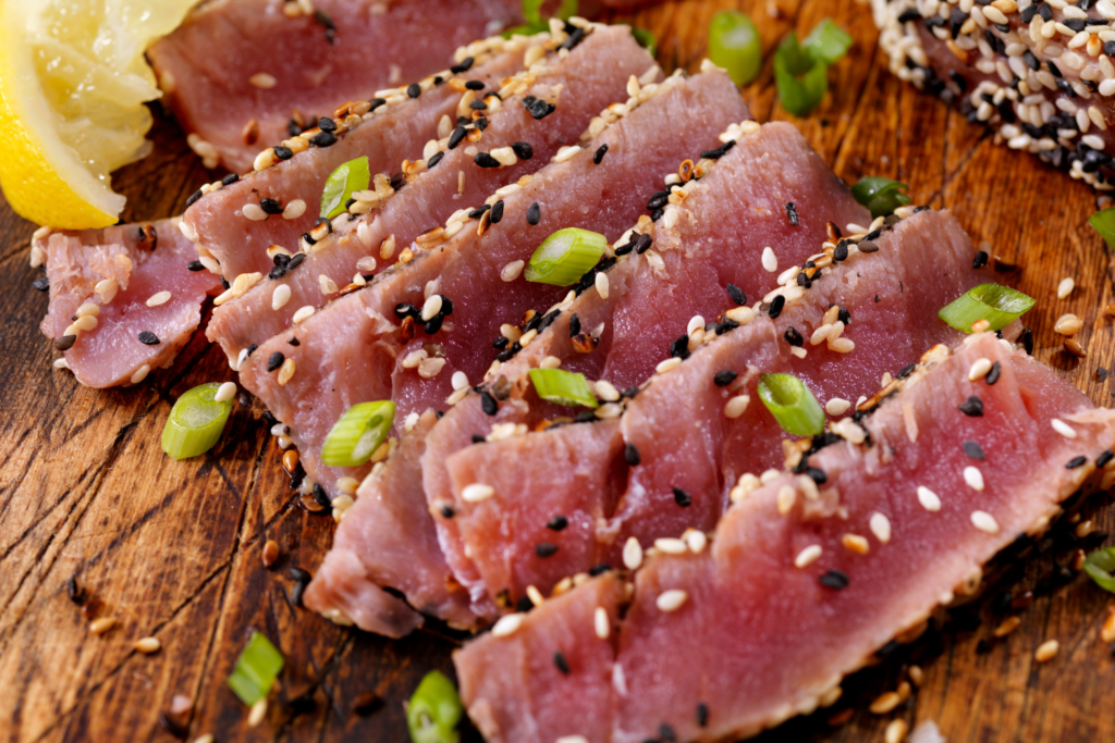 Recipe in English seared sesame crusted tuna recipe Clube do Inglês